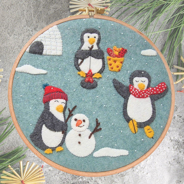 KIT FEUTRINE DIY TAMBOUR PINGOUINS JOYEUX – CORINNE LAPIERRE