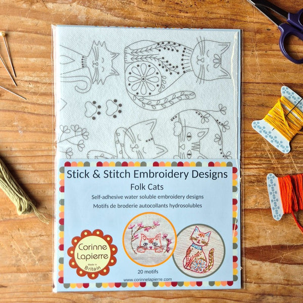 MOTIFS À BRODER STICK & STITCH CHATS FOLK – CORINNE LAPIERRE